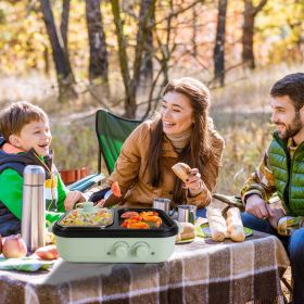Electric Hot Pot and Grill 2-in-1 Combo, Independent Heating Control, Non-Stick Coating, Fast Even Heating, Overheat Protection