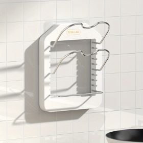 1pc Wall Mounted Pot Lid Rack; Free Punch Pot Cover Holder; Hanging Lid Organizer; Kitchen Accessories (Color: White, Model: Two-tier pot lid rack + rag rack)